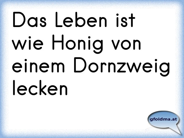 Das Leben ist wie Honig von einem Dornzweig lecken Österreichische